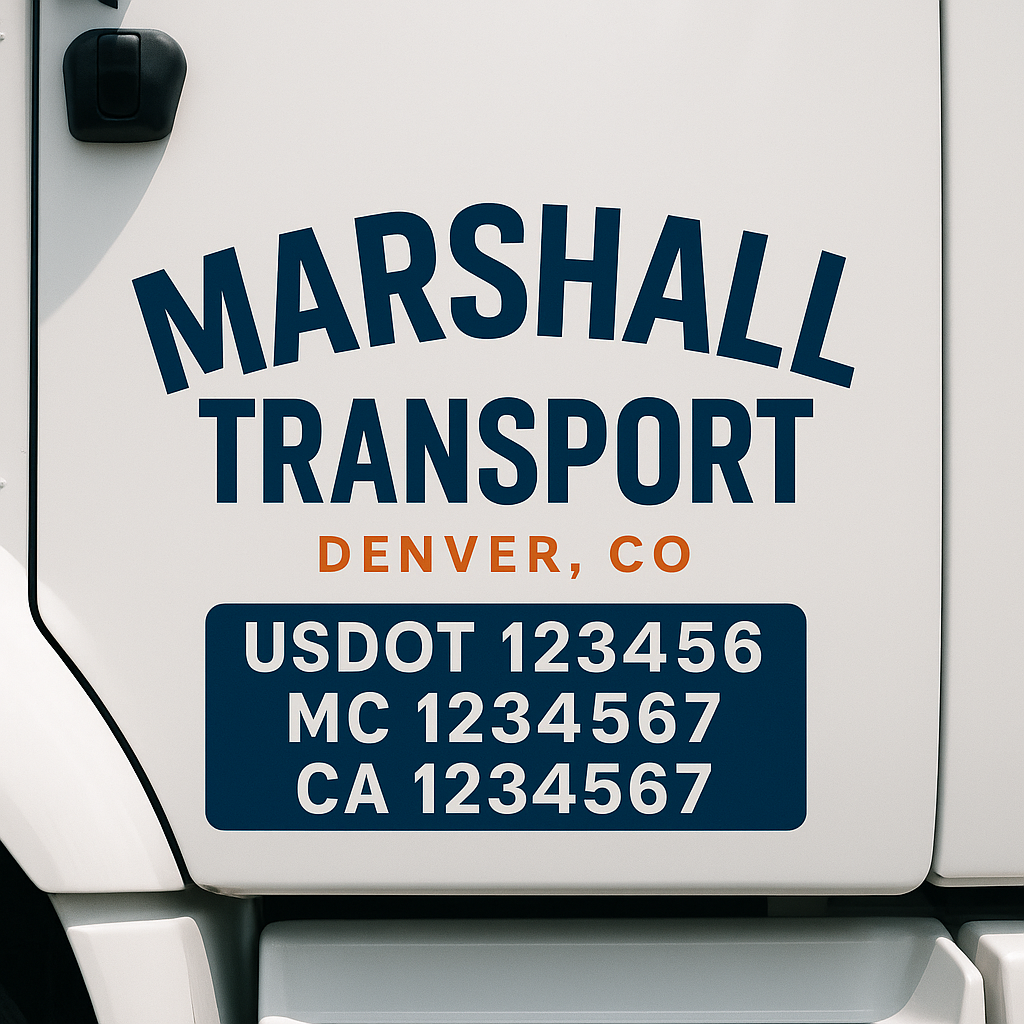 Truck Door Decal Sticker Lettering Signs With Location, USDOT, MC, CA, KYU, VIN, GVW (2-Pack)