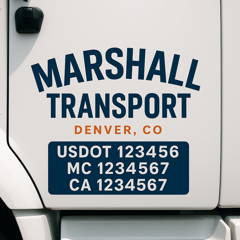 Truck Door Decal Sticker Lettering Signs With Location, USDOT, MC, CA, KYU, VIN, GVW (2-Pack)