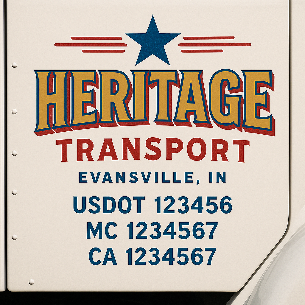 Truck Door Decal Sticker Lettering Signs With Location, USDOT, MC, CA, KYU, VIN, GVW (2-Pack)