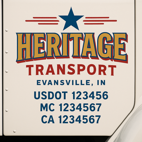 Truck Door Decal Sticker Lettering Signs With Location, USDOT, MC, CA, KYU, VIN, GVW (2-Pack)