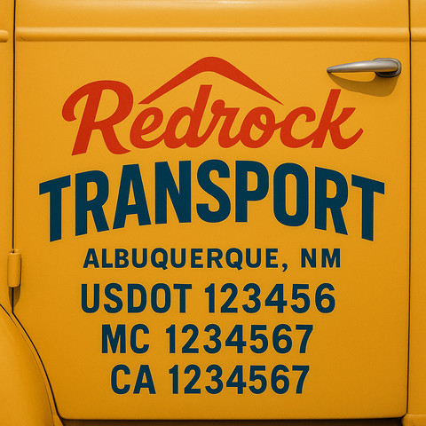 Truck Door Decal Sticker Lettering Signs With Location, USDOT, MC, CA, KYU, VIN, GVW (2-Pack)