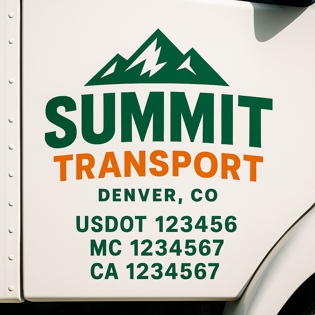 Truck Door Decal Sticker Lettering Signs With Location, USDOT, MC, CA, KYU, VIN, GVW (2-Pack)