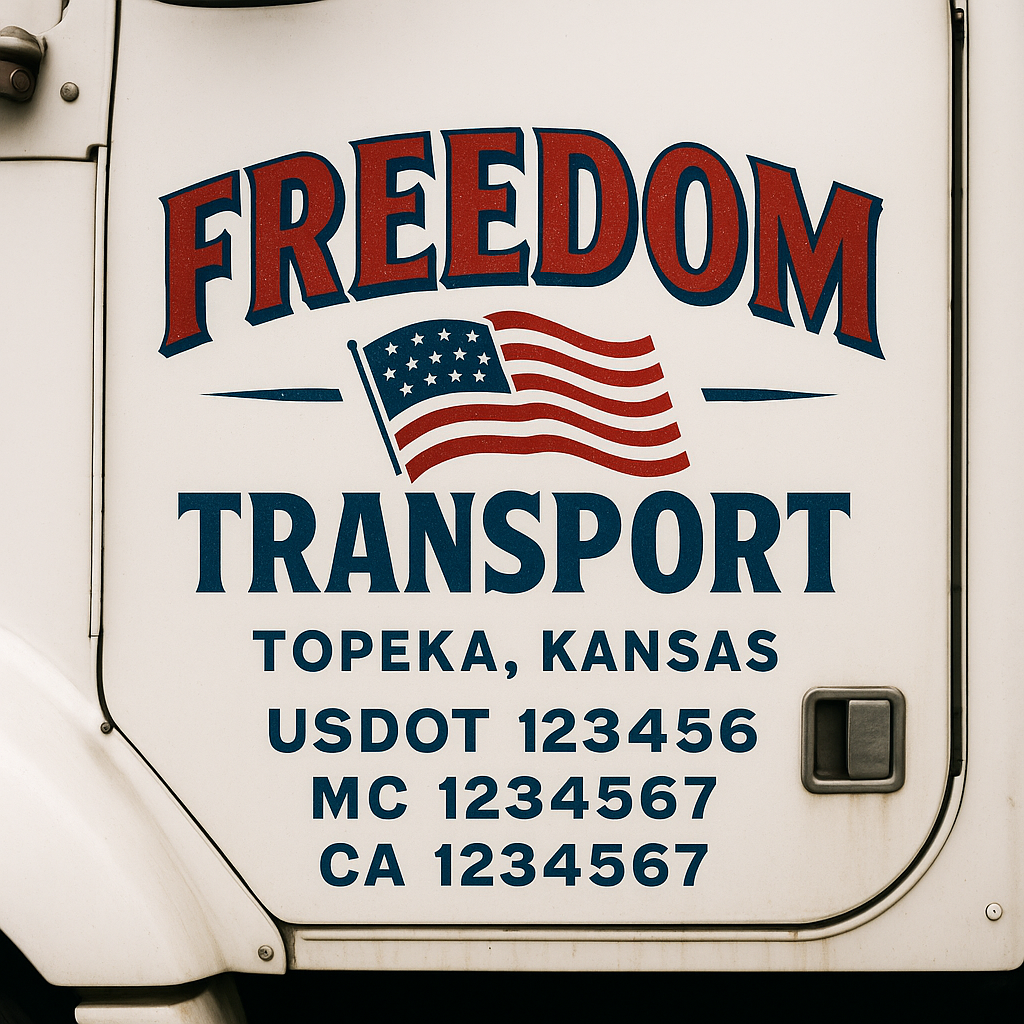 Truck Door Decal Sticker Lettering Signs With Location, USDOT, MC, CA, KYU, VIN, GVW (2-Pack)