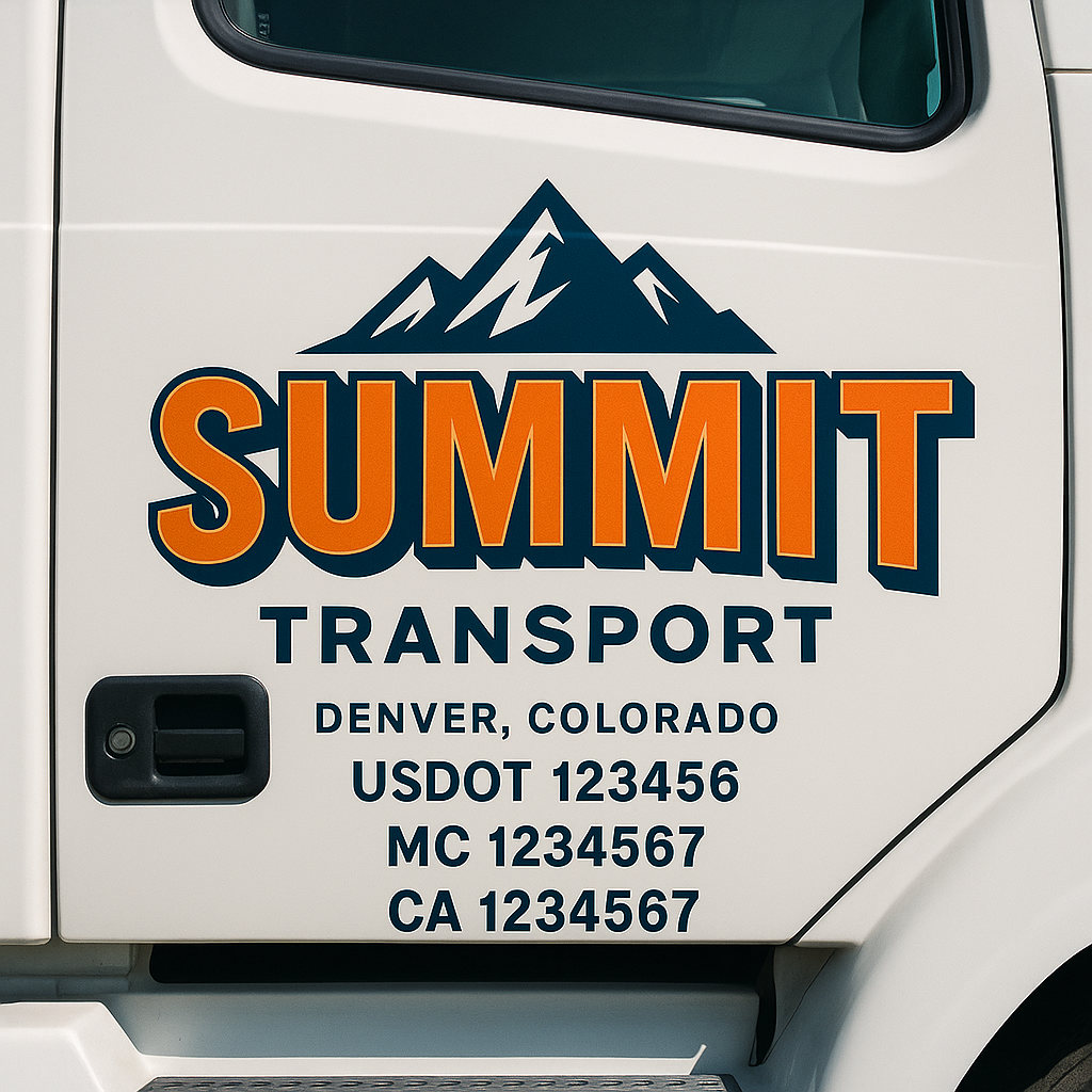 Truck Door Decal Sticker Lettering Signs With Location, USDOT, MC, CA, KYU, VIN, GVW (2-Pack)