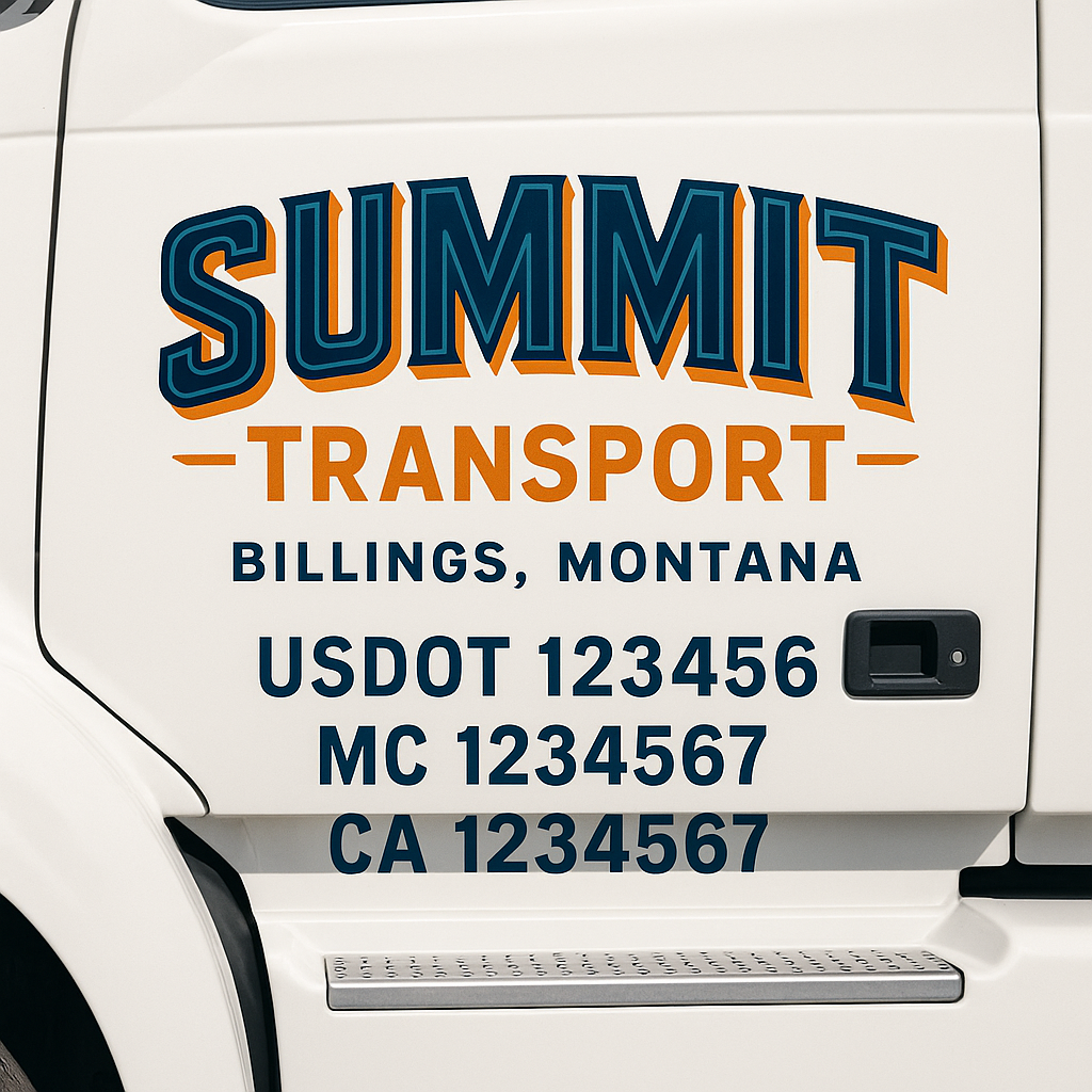 Truck Door Decal Sticker Lettering Signs With Location, USDOT, MC, CA, KYU, VIN, GVW (2-Pack)