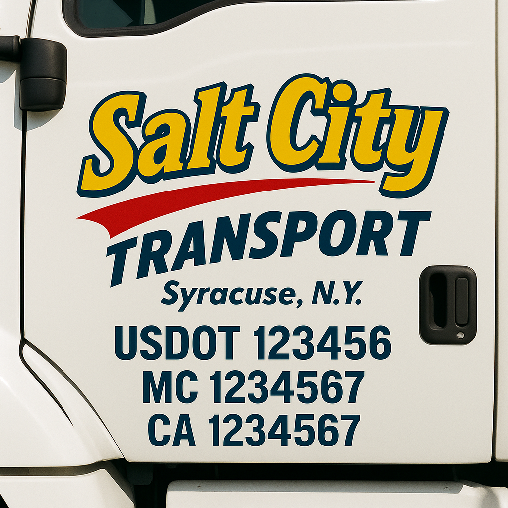 Truck Door Decal Sticker Lettering Signs With Location, USDOT, MC, CA, KYU, VIN, GVW (2-Pack)