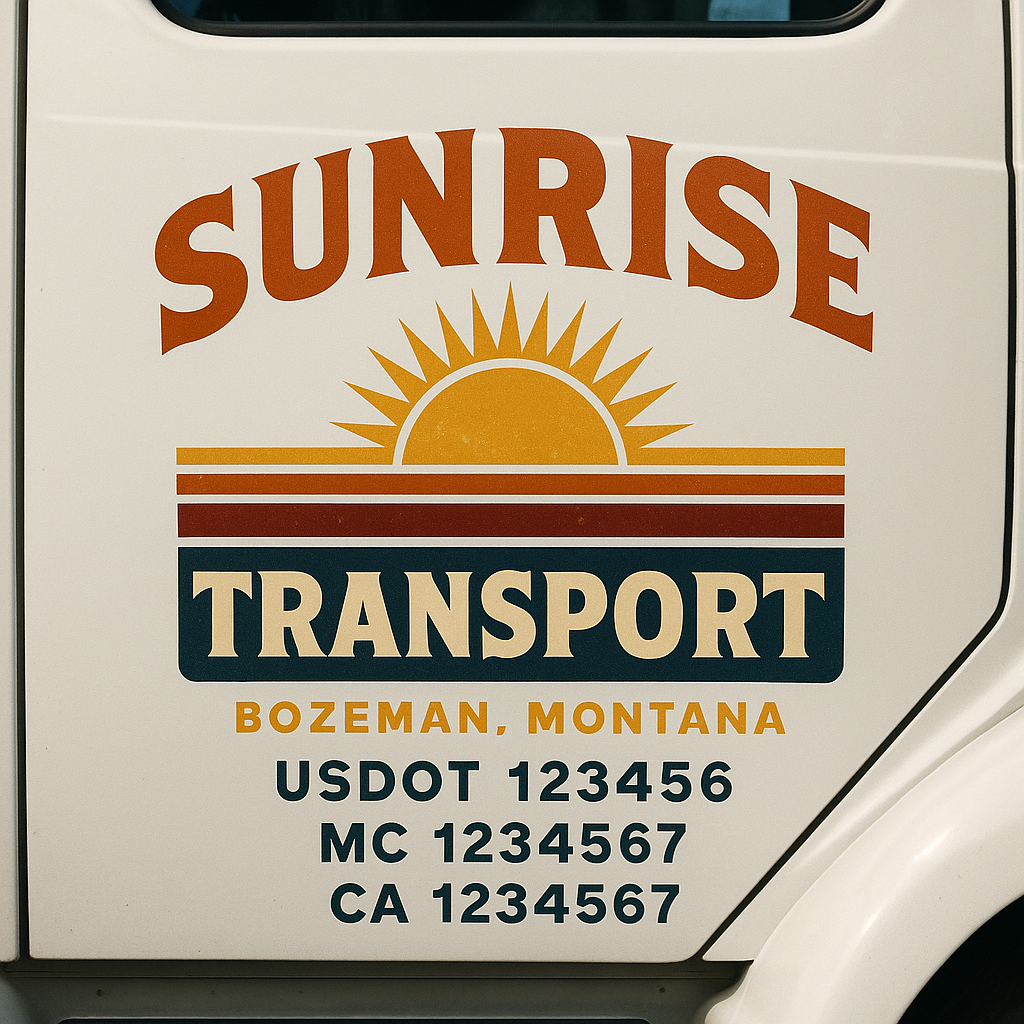 Truck Door Decal Sticker Lettering Signs With Location, USDOT, MC, CA, KYU, VIN, GVW (2-Pack)