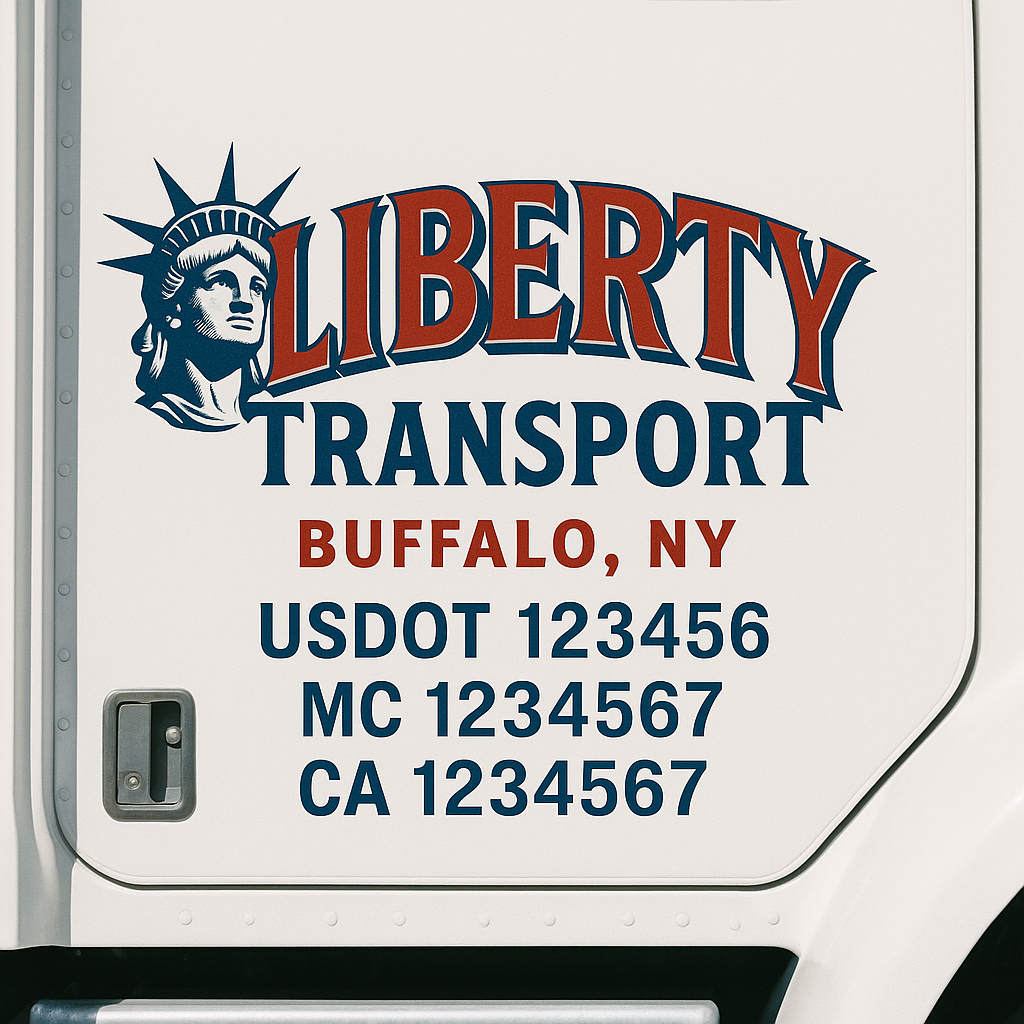 Truck Door Decal Sticker Lettering Signs With Location, USDOT, MC, CA, KYU, VIN, GVW (2-Pack)