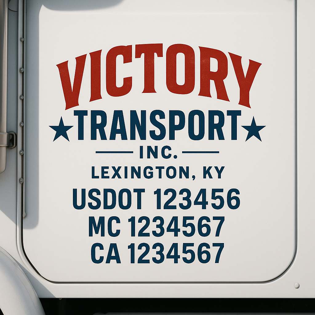 Truck Door Decal Sticker Lettering Signs With Location, USDOT, MC, CA, KYU, VIN, GVW (2-Pack)