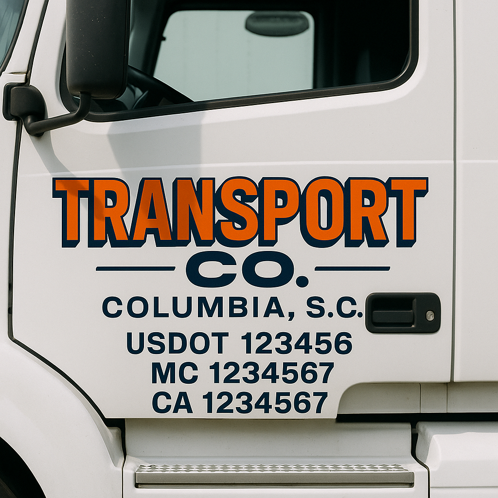 Truck Door Decal Sticker Lettering Signs With Location, USDOT, MC, CA, KYU, VIN, GVW (2-Pack)