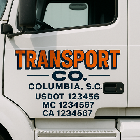 Truck Door Decal Sticker Lettering Signs With Location, USDOT, MC, CA, KYU, VIN, GVW (2-Pack)
