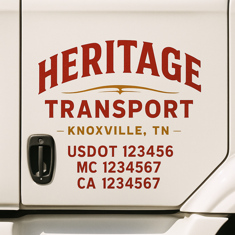 Truck Door Decal Sticker Lettering Signs With Location, USDOT, MC, CA, KYU, VIN, GVW (2-Pack)