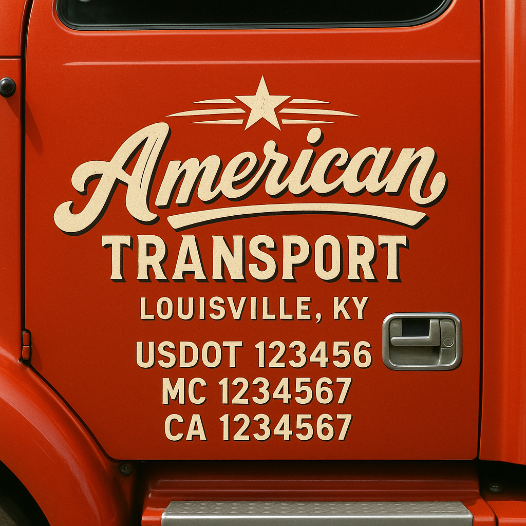 Truck Door Decal Sticker Lettering Signs With Location, USDOT, MC, CA, KYU, VIN, GVW (2-Pack)