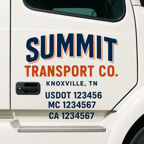 Truck Door Decal Sticker Lettering Signs With Location, USDOT, MC, CA, KYU, VIN, GVW (2-Pack)