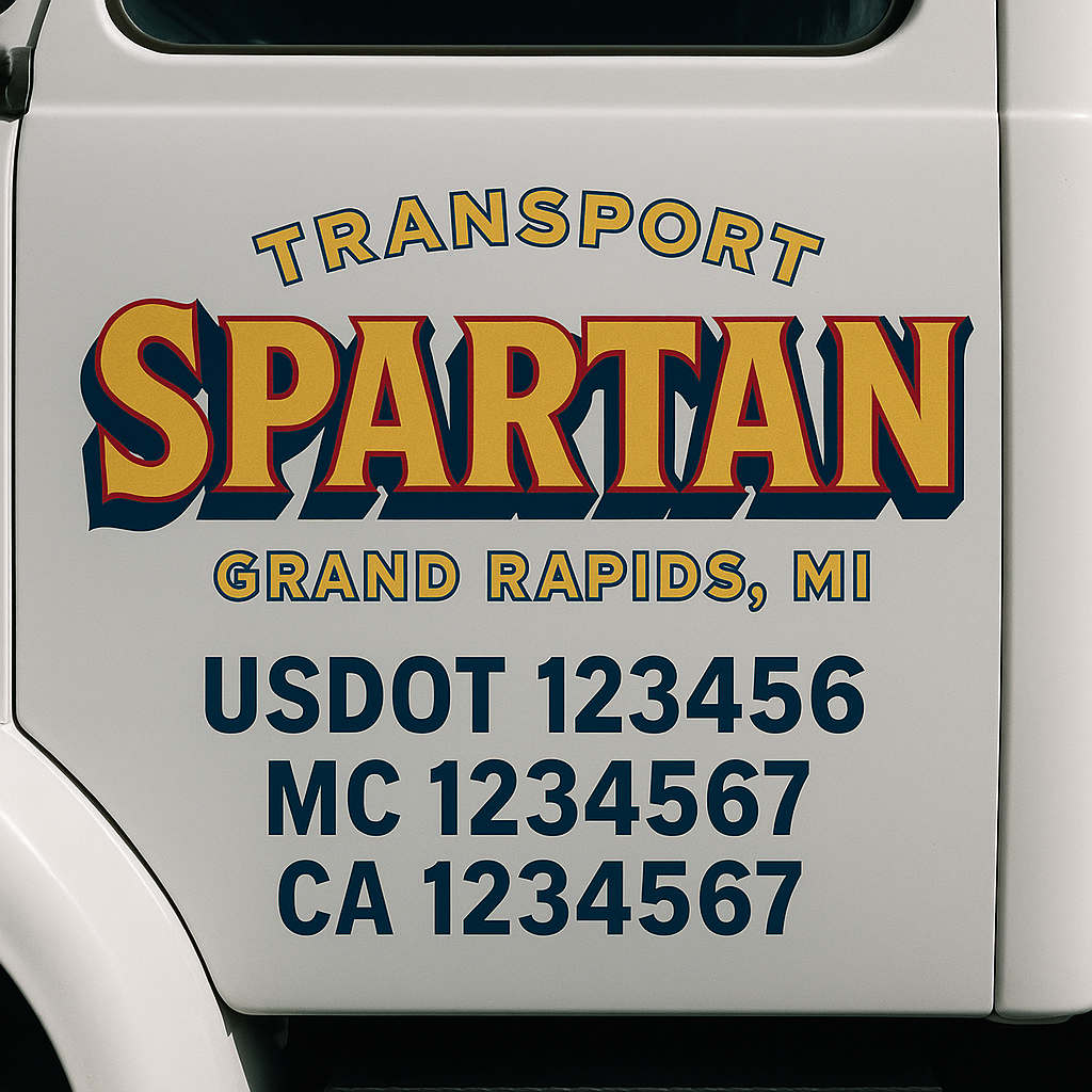 Truck Door Decal Sticker Lettering Signs With Location, USDOT, MC, CA, KYU, VIN, GVW (2-Pack)