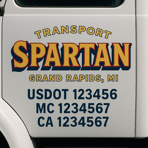 Truck Door Decal Sticker Lettering Signs With Location, USDOT, MC, CA, KYU, VIN, GVW (2-Pack)