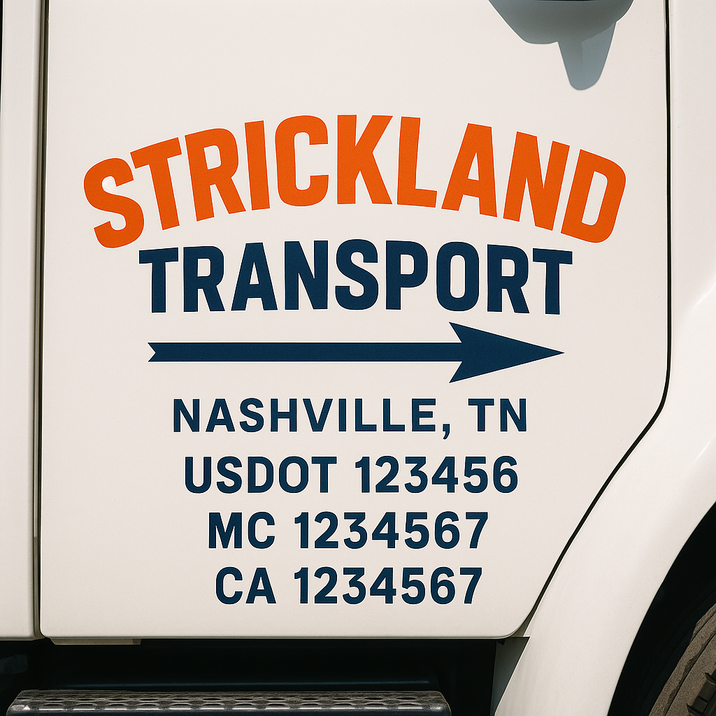 Truck Door Decal Sticker Lettering Signs With Location, USDOT, MC, CA, KYU, VIN, GVW (2-Pack)