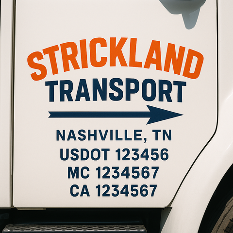 Truck Door Decal Sticker Lettering Signs With Location, USDOT, MC, CA, KYU, VIN, GVW (2-Pack)