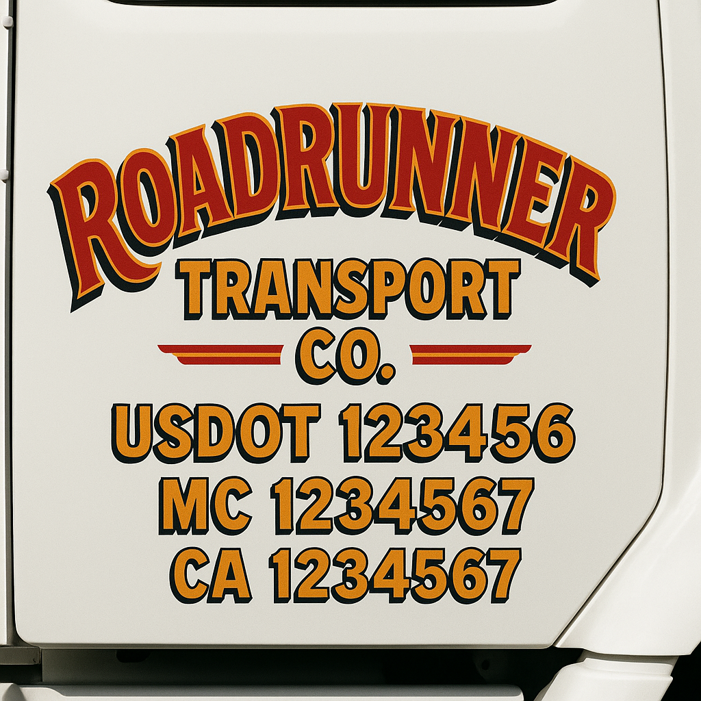 Truck Door Decal Sticker Lettering Signs With Location, USDOT, MC, CA, KYU, VIN, GVW (2-Pack)