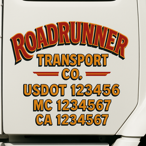 Truck Door Decal Sticker Lettering Signs With Location, USDOT, MC, CA, KYU, VIN, GVW (2-Pack)