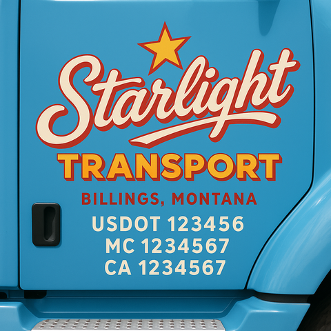 Truck Door Decal Sticker Lettering Signs With Location, USDOT, MC, CA, KYU, VIN, GVW (2-Pack)