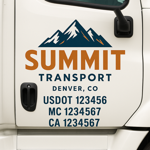 Truck Door Decal Sticker Lettering Signs With Location, USDOT, MC, CA, KYU, VIN, GVW (2-Pack)