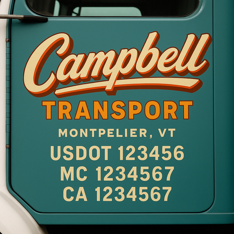 Truck Door Decal Sticker Lettering Signs With Location, USDOT, MC, CA, KYU, VIN, GVW (2-Pack)