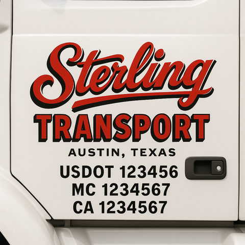 Truck Door Decal Sticker Lettering Signs With Location, USDOT, MC, CA, KYU, VIN, GVW (2-Pack)