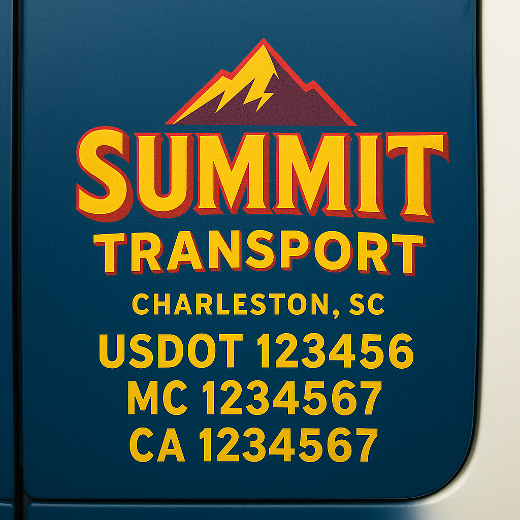 Truck Door Decal Sticker Lettering Signs With Location, USDOT, MC, CA, KYU, VIN, GVW (2-Pack)