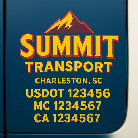 Truck Door Decal Sticker Lettering Signs With Location, USDOT, MC, CA, KYU, VIN, GVW (2-Pack)