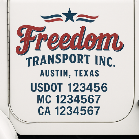 Truck Door Decal Sticker Lettering Signs With Location, USDOT, MC, CA, KYU, VIN, GVW (2-Pack)