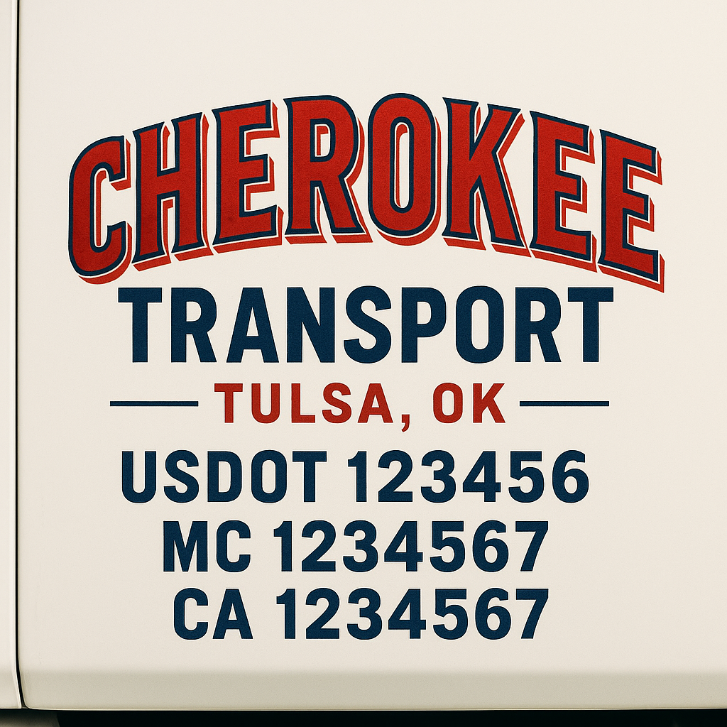 Truck Door Decal Sticker Lettering Signs With Location, USDOT, MC, CA, KYU, VIN, GVW (2-Pack)