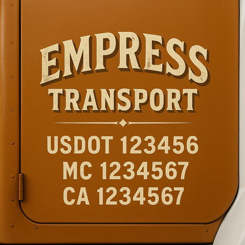 Truck Door Decal Sticker Lettering Signs With Location, USDOT, MC, CA, KYU, VIN, GVW (2-Pack)