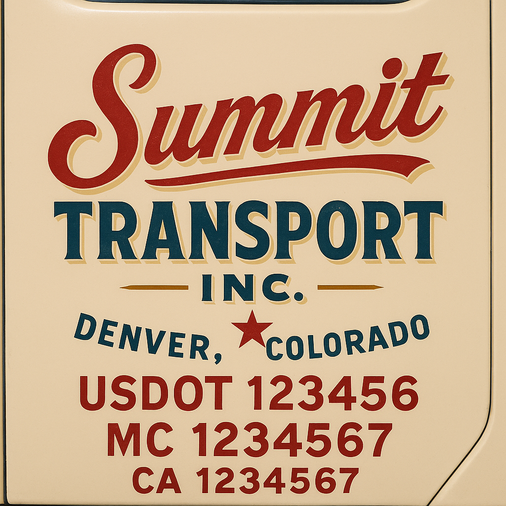 Truck Door Decal Sticker Lettering Signs With Location, USDOT, MC, CA, KYU, VIN, GVW (2-Pack)