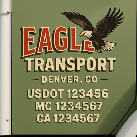 Truck Door Decal Sticker Lettering Signs With Location, USDOT, MC, CA, KYU, VIN, GVW (2-Pack)