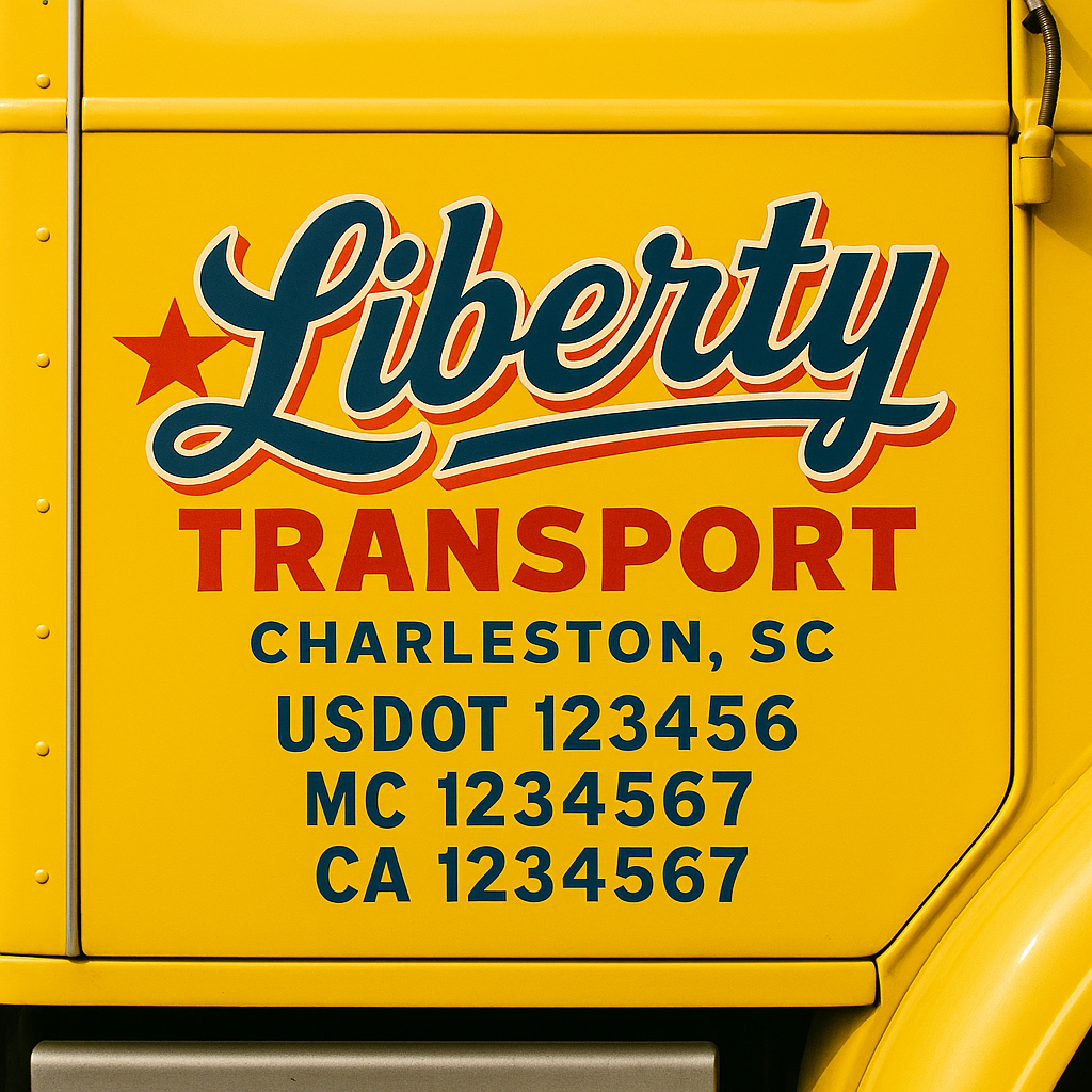 Truck Door Decal Sticker Lettering Signs With Location, USDOT, MC, CA, KYU, VIN, GVW (2-Pack)