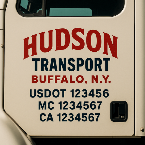 Truck Door Decal Sticker Lettering Signs With Location, USDOT, MC, CA, KYU, VIN, GVW (2-Pack)