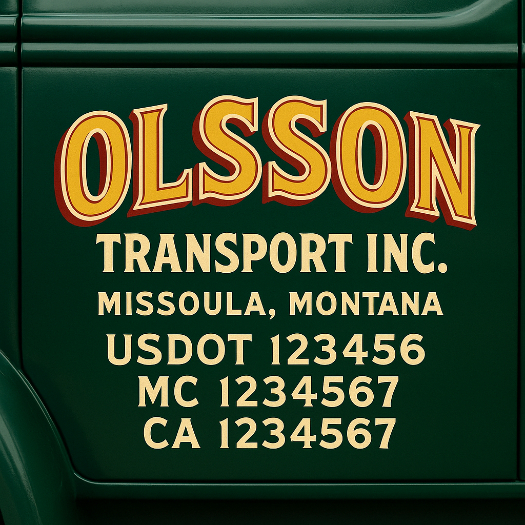 Truck Door Decal Sticker Lettering Signs With Location, USDOT, MC, CA, KYU, VIN, GVW (2-Pack)