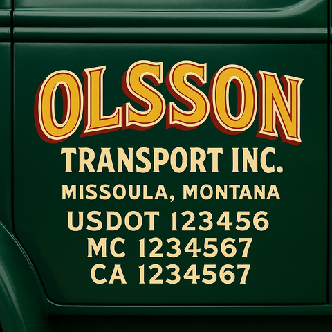 Truck Door Decal Sticker Lettering Signs With Location, USDOT, MC, CA, KYU, VIN, GVW (2-Pack)