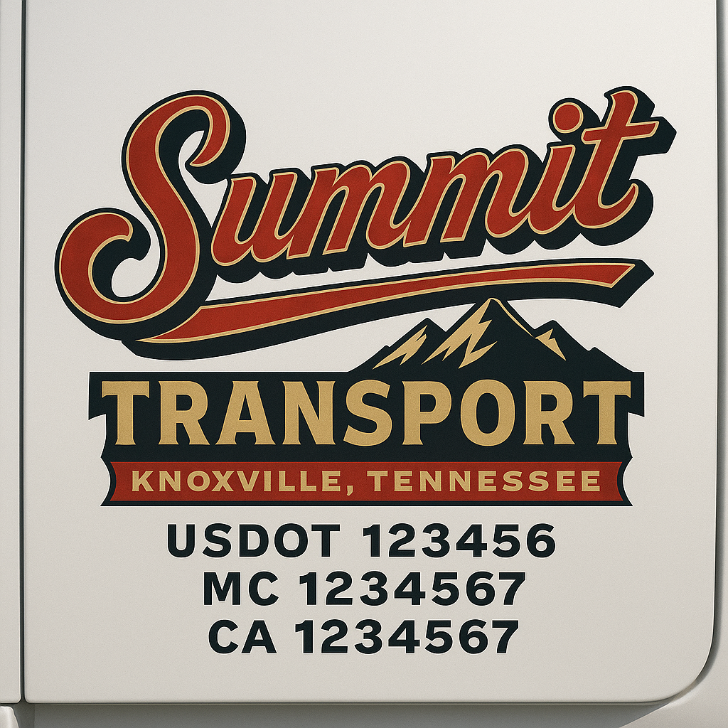 Truck Door Decal Sticker Lettering Signs With Location, USDOT, MC, CA, KYU, VIN, GVW (2-Pack)