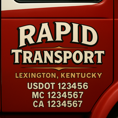Truck Door Decal Sticker Lettering Signs With Location, USDOT, MC, CA, KYU, VIN, GVW (2-Pack)