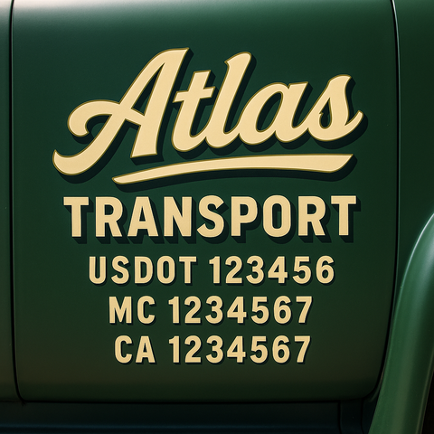 Truck Door Decal Sticker Lettering Signs With Location, USDOT, MC, CA, KYU, VIN, GVW (2-Pack)