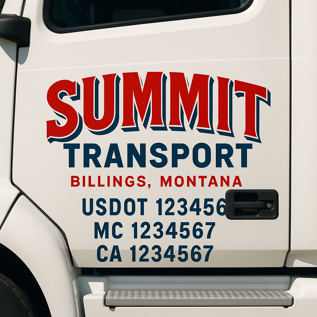 Truck Door Decal Sticker Lettering Signs With Location, USDOT, MC, CA, KYU, VIN, GVW (2-Pack)