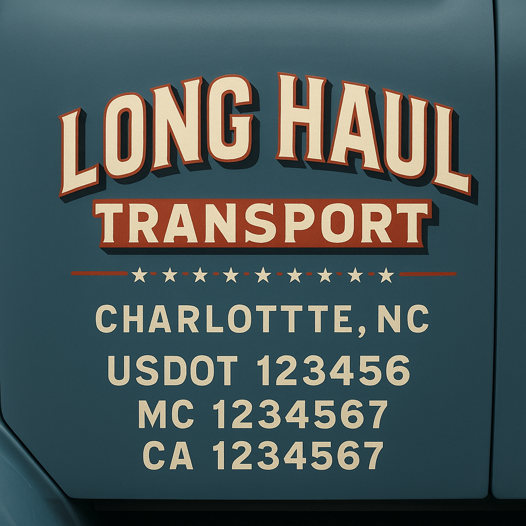 Truck Door Decal Sticker Lettering Signs With Location, USDOT, MC, CA, KYU, VIN, GVW (2-Pack)