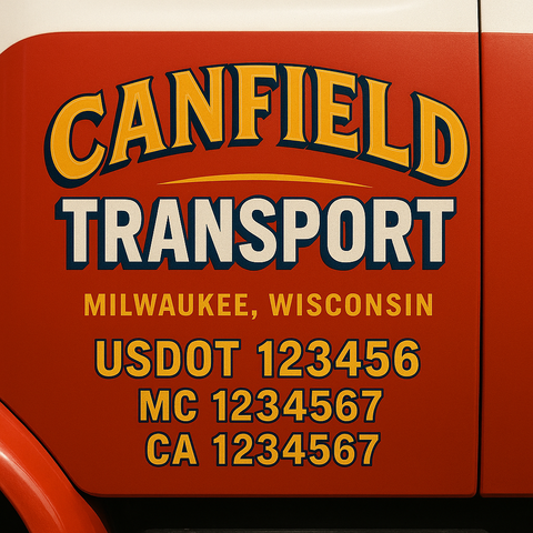 Truck Door Decal Sticker Lettering Signs With Location, USDOT, MC, CA, KYU, VIN, GVW (2-Pack)