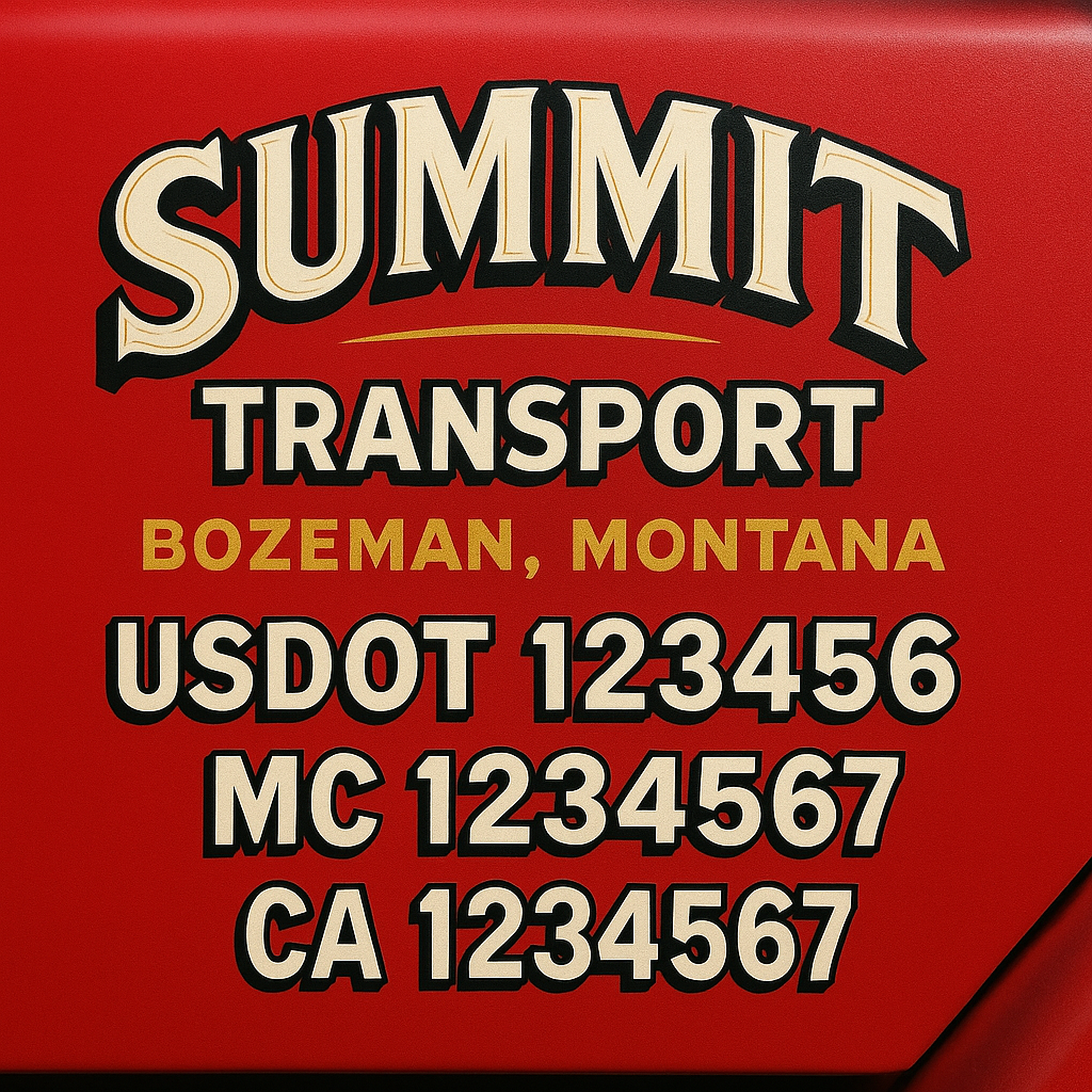 Truck Door Decal Sticker Lettering Signs With Location, USDOT, MC, CA, KYU, VIN, GVW (2-Pack)