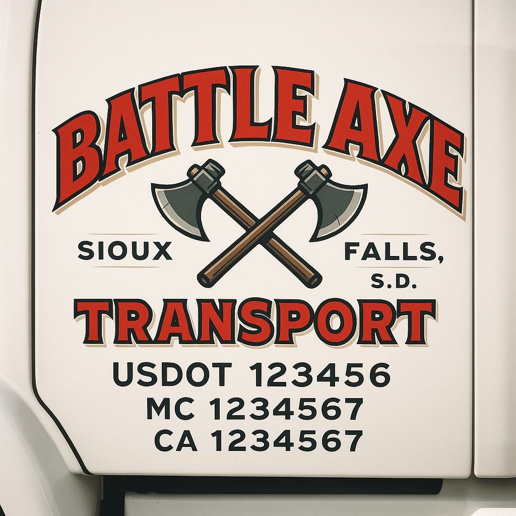 Truck Door Decal Sticker Lettering Signs With Location, USDOT, MC, CA, KYU, VIN, GVW (2-Pack)