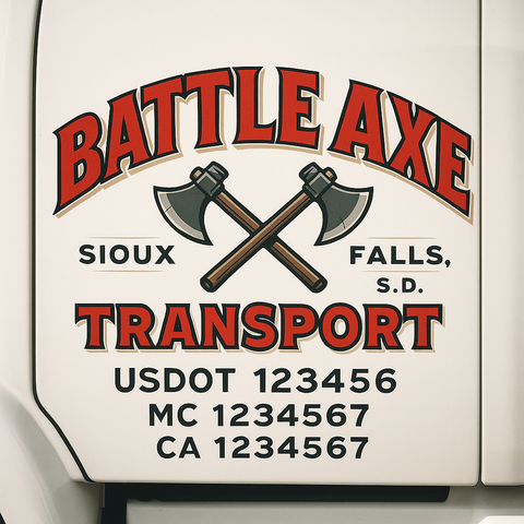 Truck Door Decal Sticker Lettering Signs With Location, USDOT, MC, CA, KYU, VIN, GVW (2-Pack)