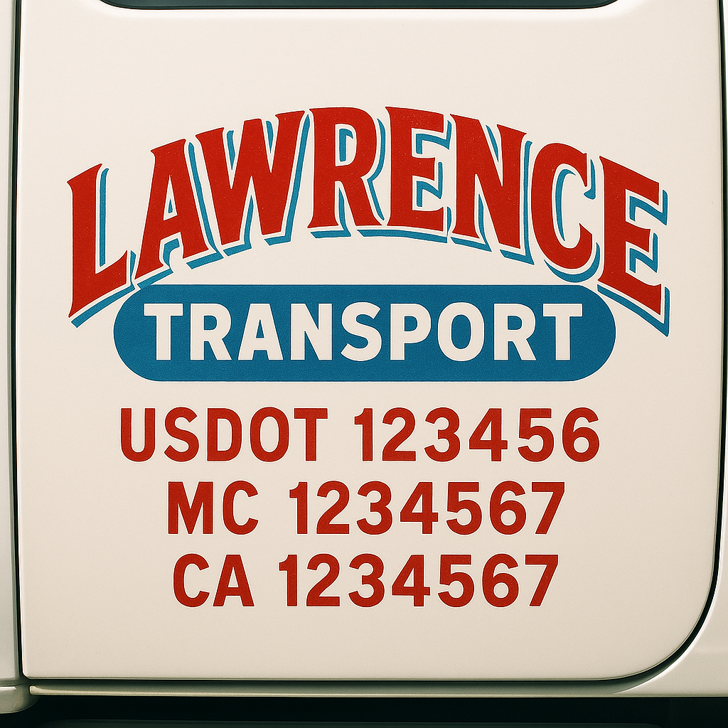 Truck Door Decal Sticker Lettering Signs With Location, USDOT, MC, CA, KYU, VIN, GVW (2-Pack)