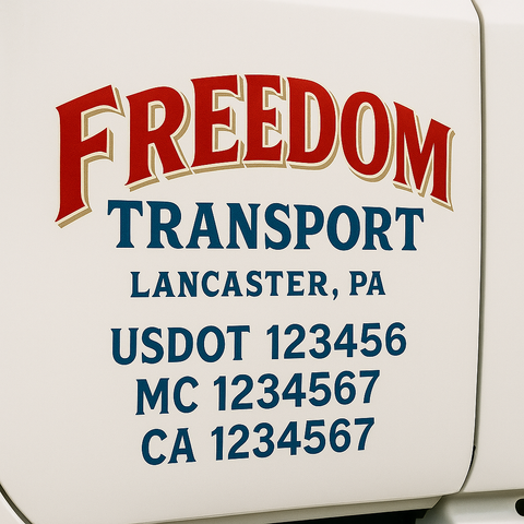 Truck Door Decal Sticker Lettering Signs With Location, USDOT, MC, CA, KYU, VIN, GVW (2-Pack)